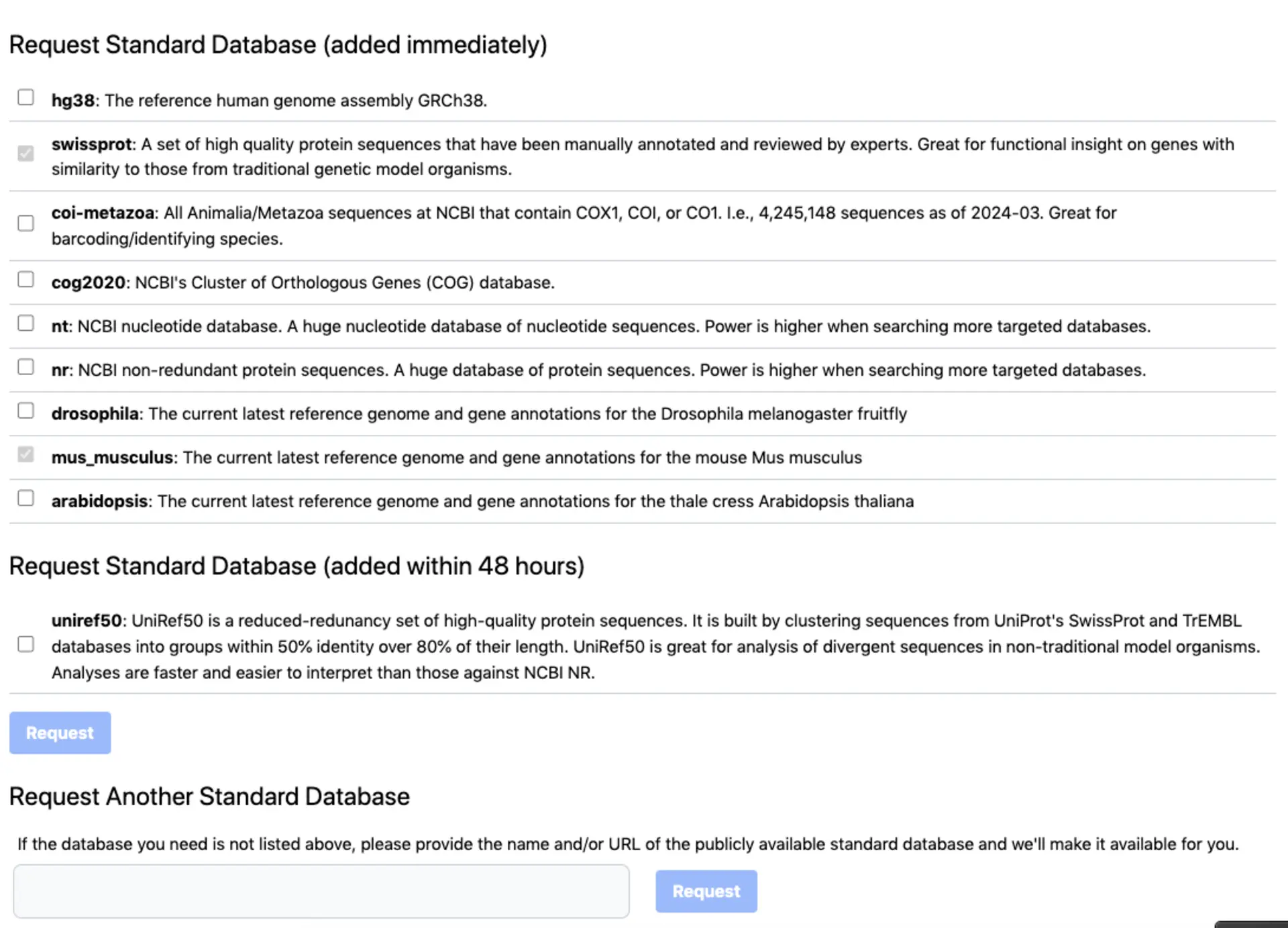 SequenceServer comes packages with useful databases as standard, allowing you to spend more time getting results than downloading large databases