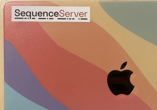 SequenceServer sticker on MacBook laptop